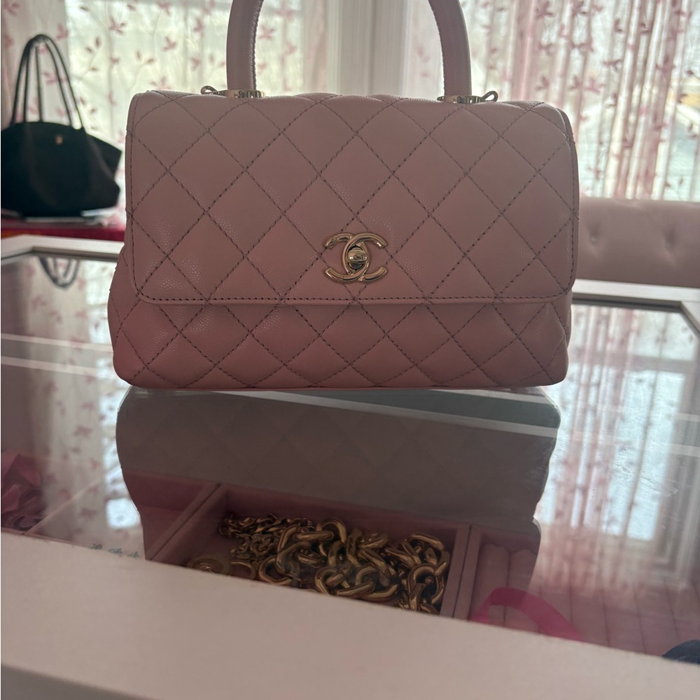 Blush Pink Quilted Shoulder Bag
